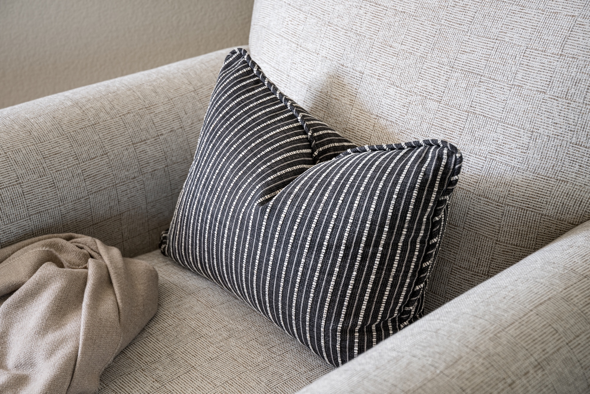 Accent Chair With Pillow Black And White Striped