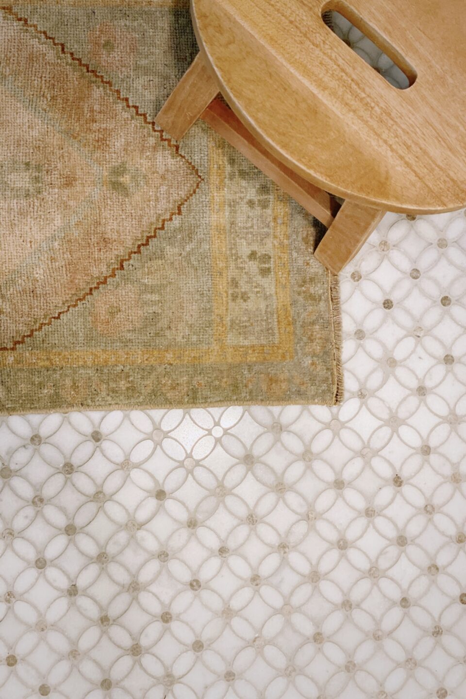 Bathroom Floor Detail Tile And Rug
