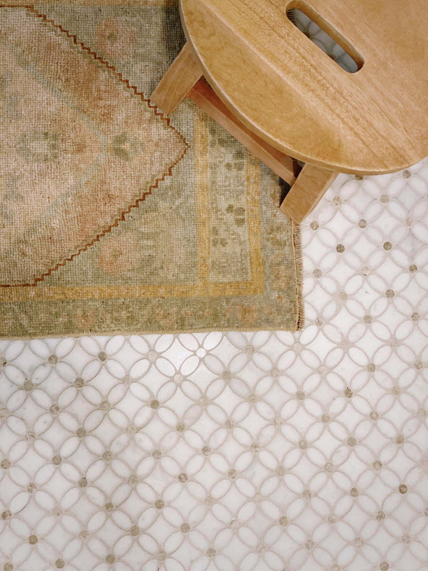 Bathroom Floor Detail Tile And Rug