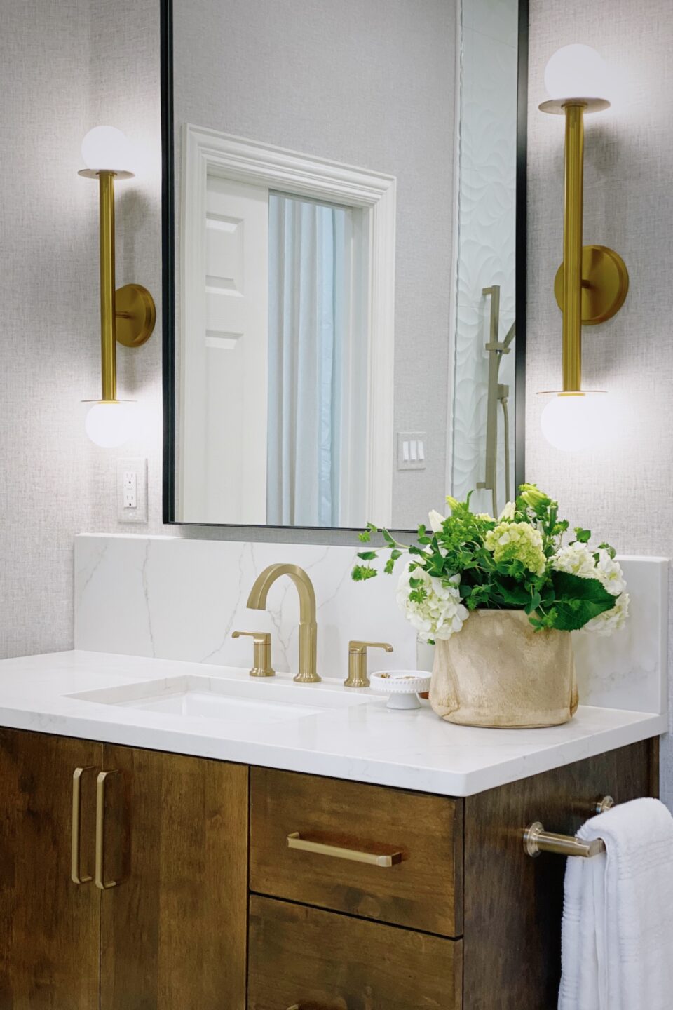 Bathroom Vanity Wood And Gold