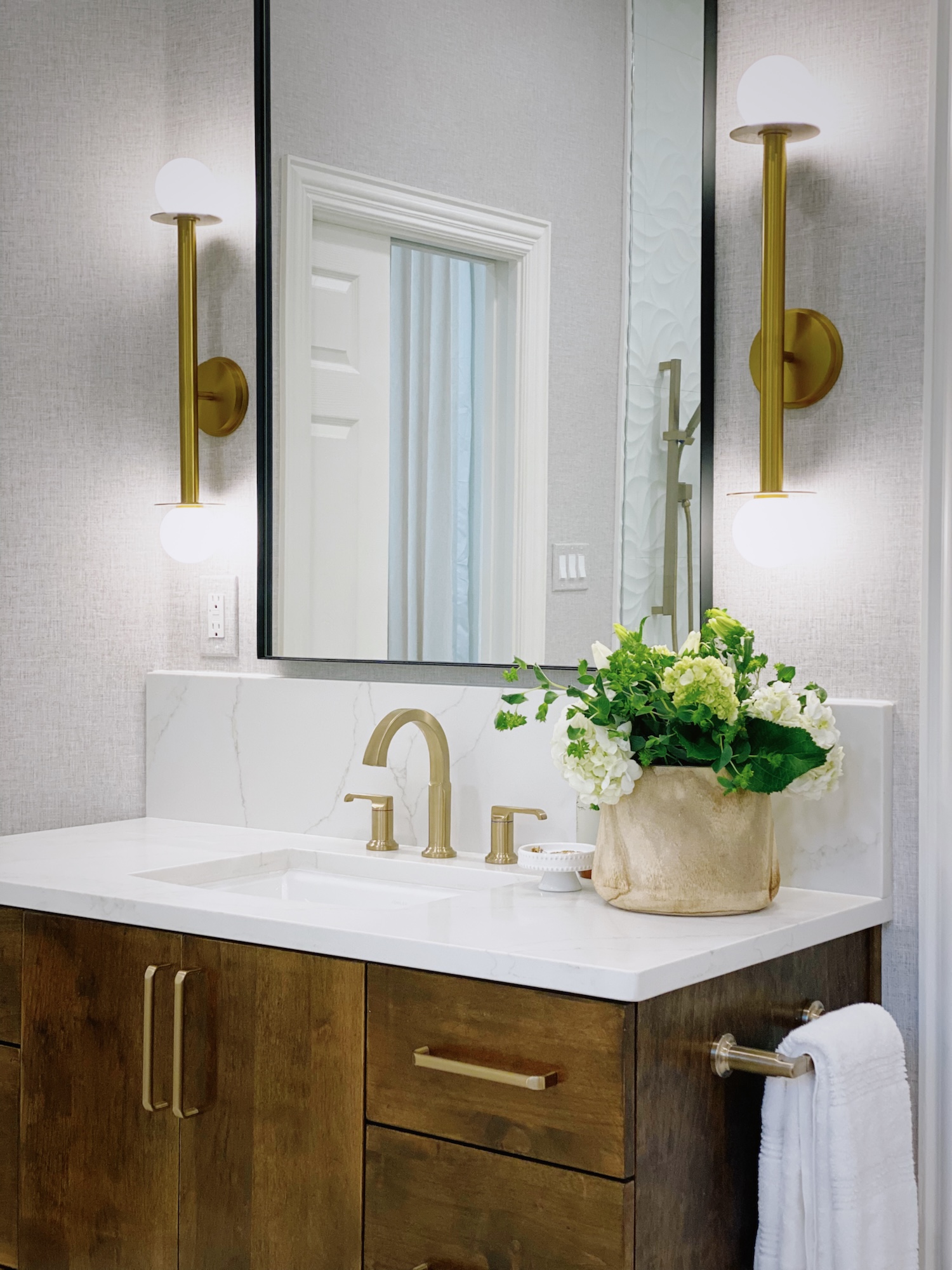 Bathroom Vanity Wood And Gold
