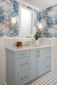 Blue Bathroom Design Wallpaper Blue Vanity