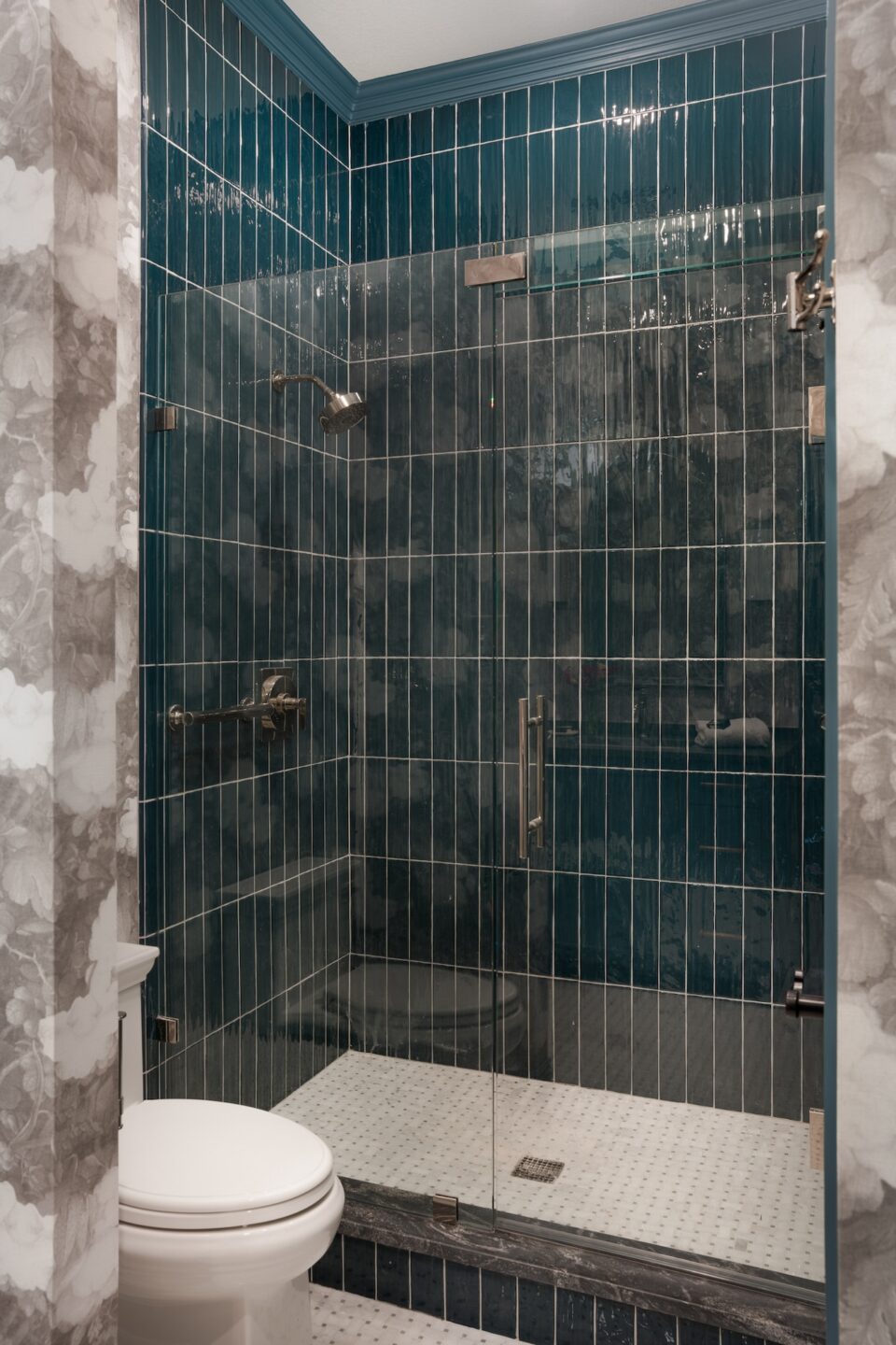 Deep Teal Shower Tile Trella Design And Remodel