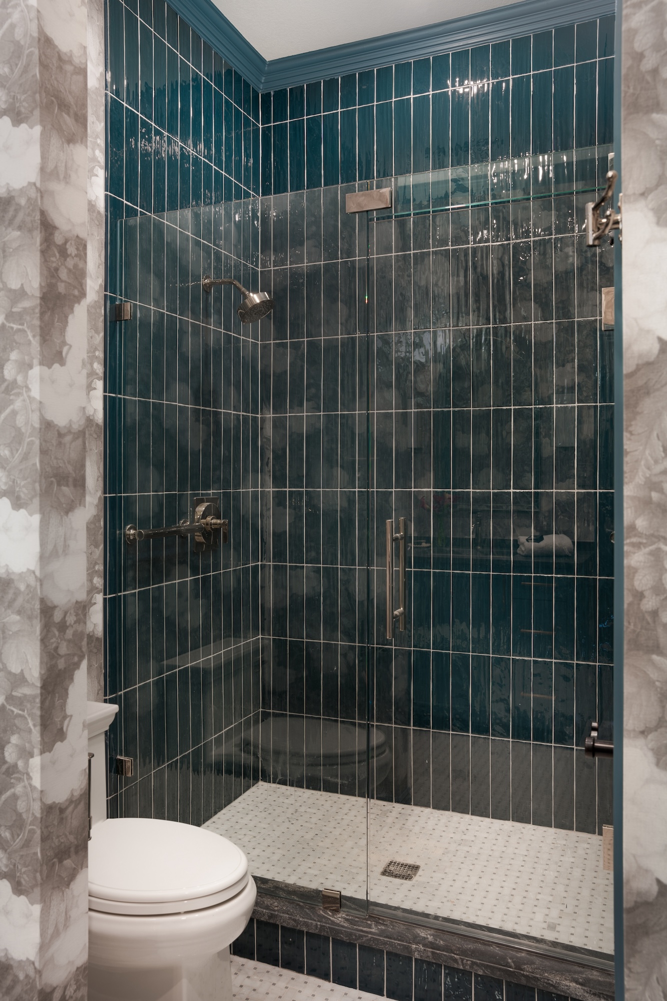 Deep Teal Shower Tile Trella Design And Remodel