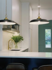 Kitchen Island Tools And Hanging Lights