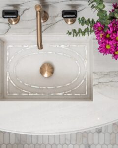 Powder Room Sink Pink Flowers