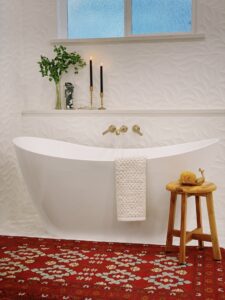 Primary Bathroom Red Rug