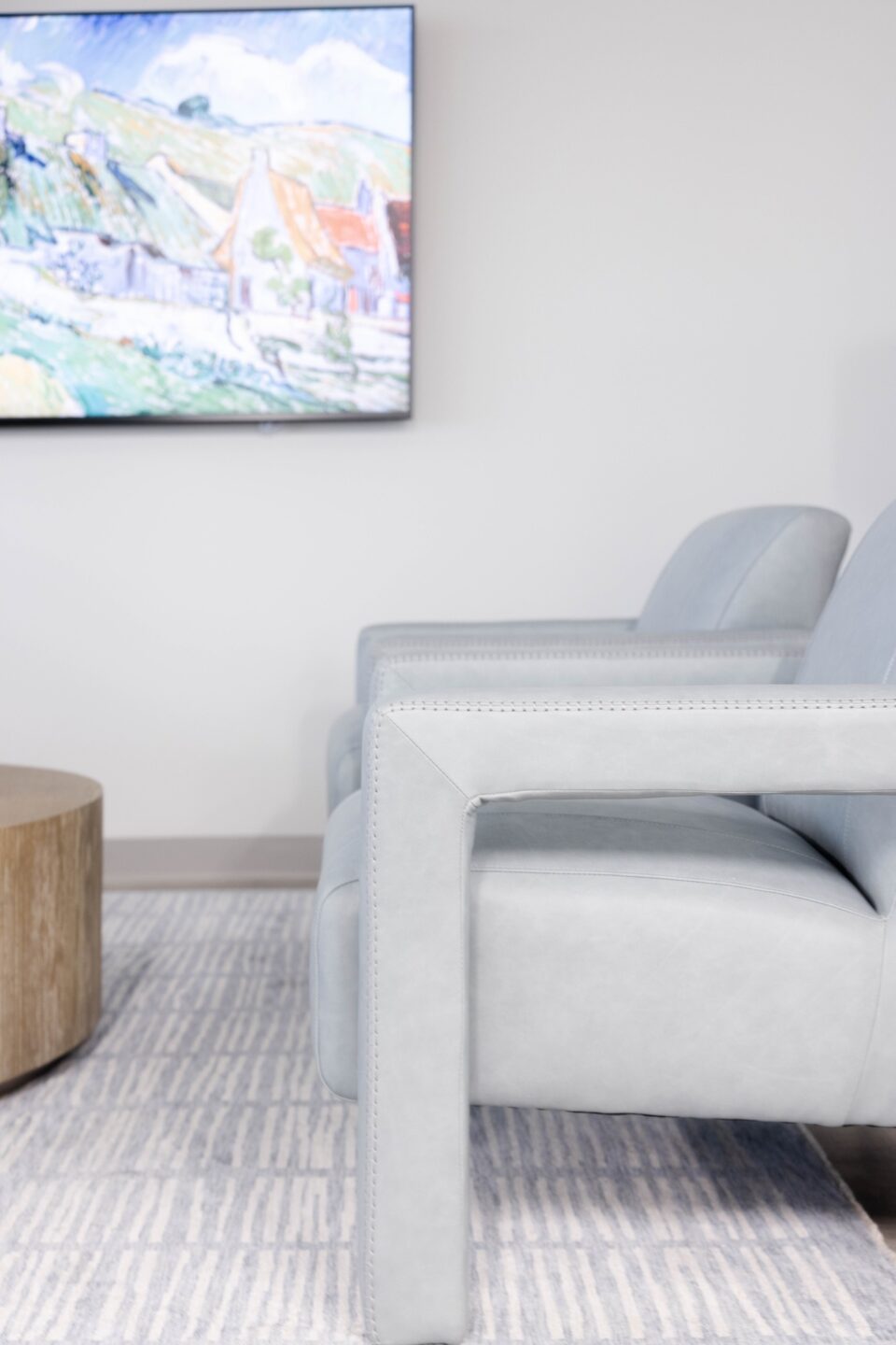 Light Blue Leather Chairs In Waiting Room