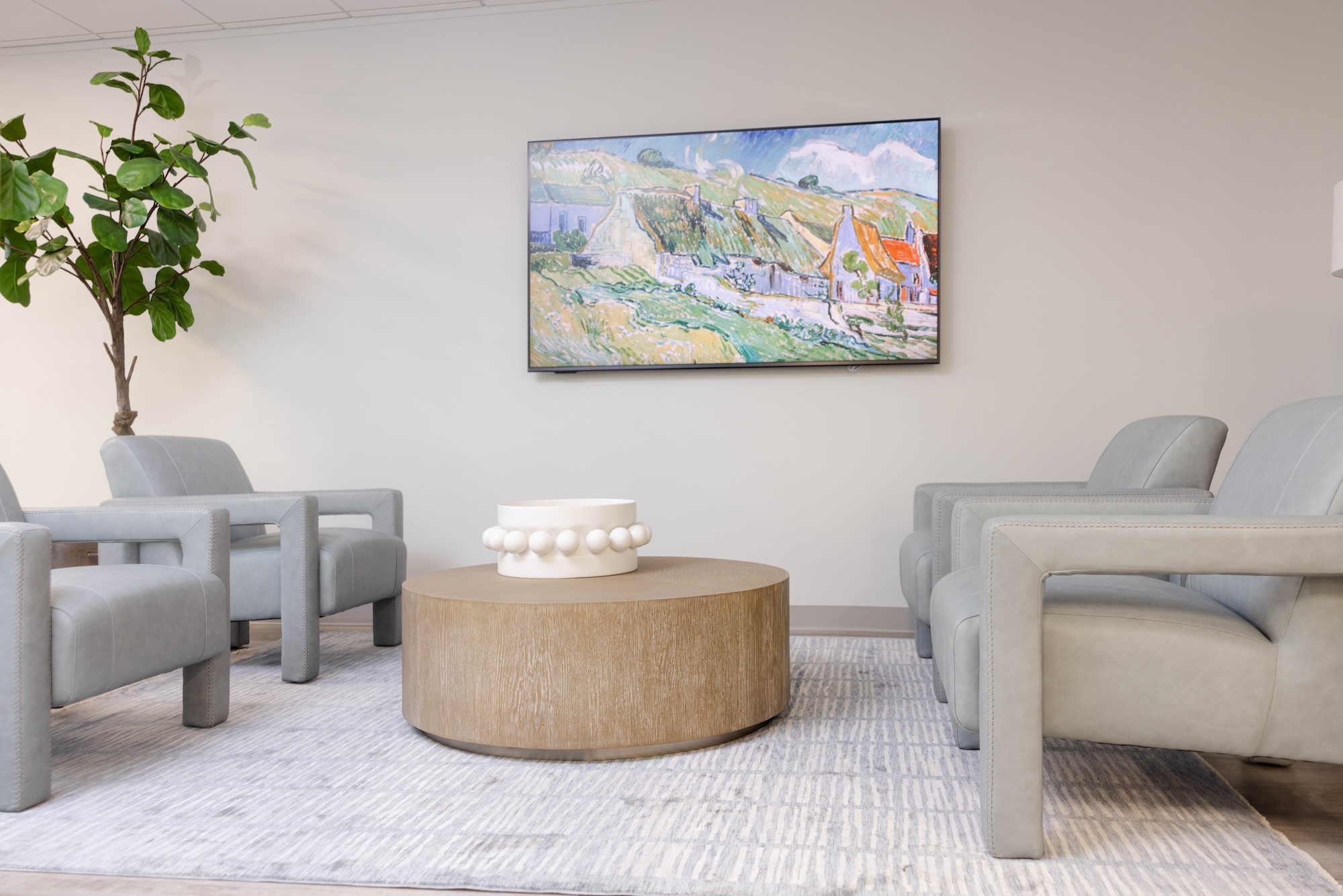 Round Wooden Table With Four Accent Chairs