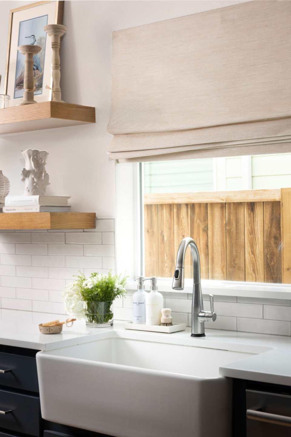 Farmhouse Kitchen Sink With Window Treatments